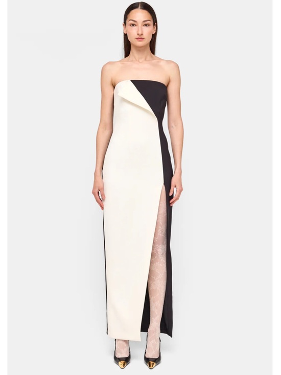 Ronny Kobo Collection Dresses & Skirts - Strapless Black and Cream Column Evening Dress